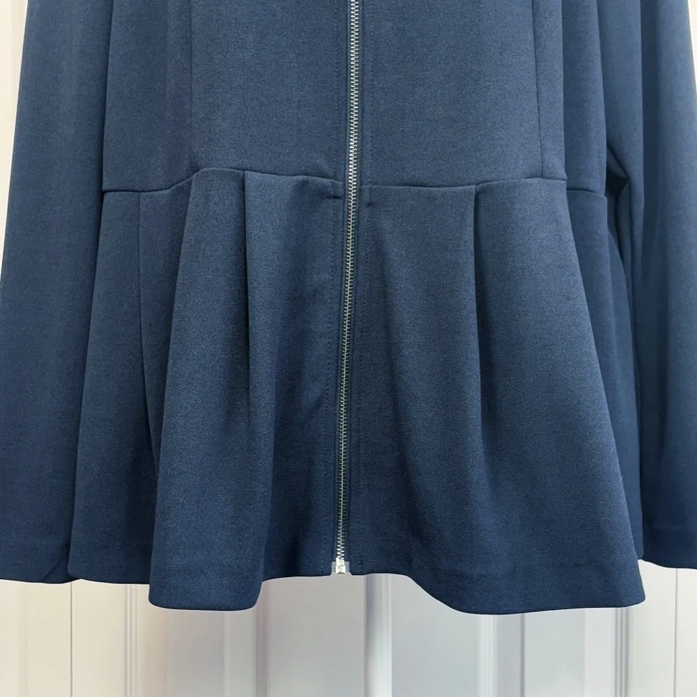 Lane Bryant Navy Blue Long Sleeve Pleated Peplum Waist Zip Jacket 20 - Picture 7 of 16